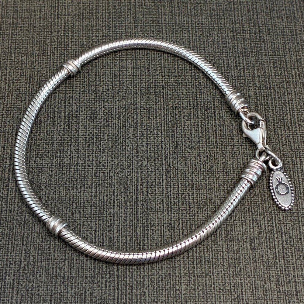 Pandora Charm Bracelet Sterling Silver Snake Chain ALE 925 Lobster Clasp 6.75"